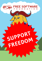 Help protect your freedom, join the Free Software Foundation Support freedom