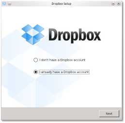 Dropbox application setup dialog 1