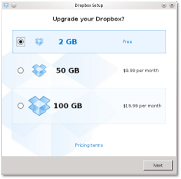 Dropbox application setup dialog 3