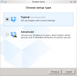 Dropbox application setup dialog 4